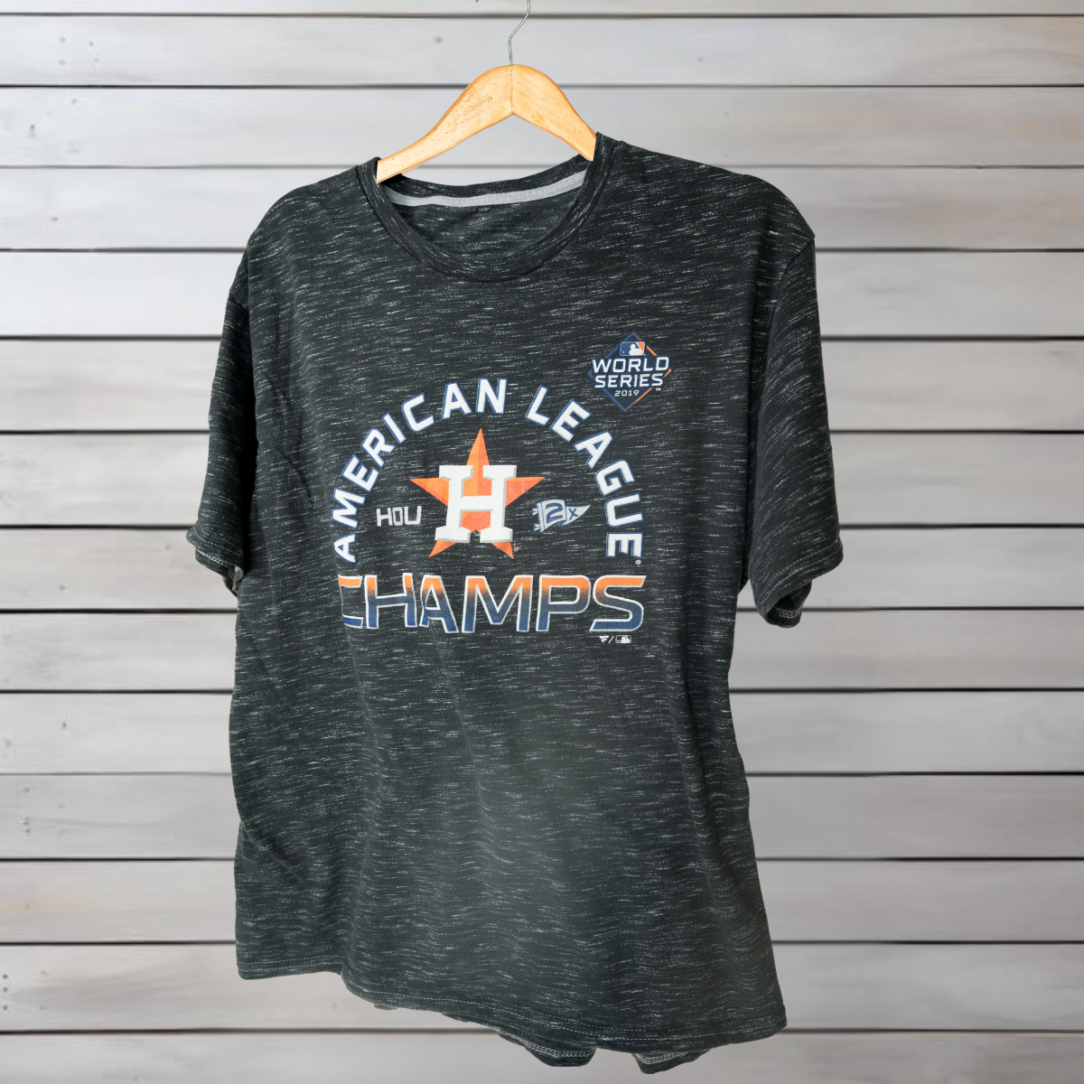 2019 Astros AL Champs & World Series Commemorative Shirt - Dark/Light Grey (Adult Large)
