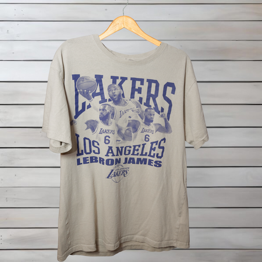 Sand Colored Los Angeles Lakers LeBron James Graphic T-Shirt (Adult XL)